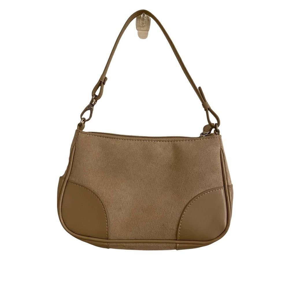 Aeropostale Y2K Tan Faux Suede & Leather Mini Shoulder Bag